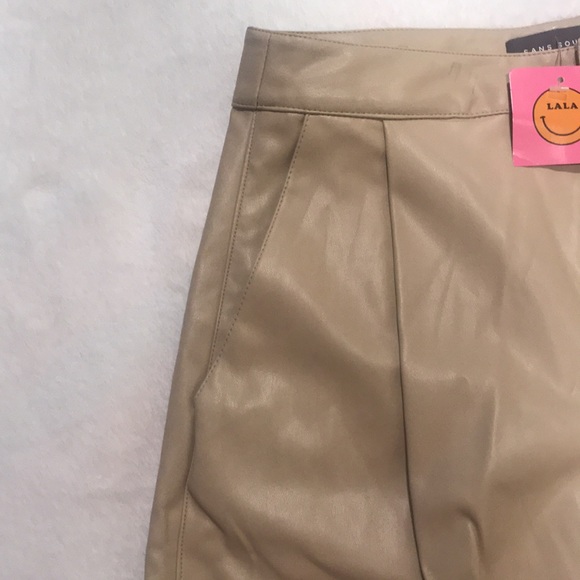 Dressed In LALA “Excuse Me Vegan Leather Shorts in Vanilla” High Rise Bermuda S - Picture 8 of 16